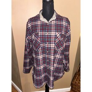 Vintage Pendleton Shirt Mens Large Red Blue Virgin Wool USA Made‎ Shacket Button